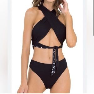 Maaji Black Tulip Radiant Trikini One Piece Black / Cheeky Cut